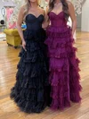 Ball Gown Strapless Tulle Ruffle Tiered Prom Dresses #UKM020122052