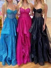 Ball Gown V-neck Tulle Ruffle Tiered Prom Dresses #UKM020122055