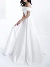 Ball Gown/Princess Off-the-shoulder Satin Sweep Train Wedding Dress #UKM00027861