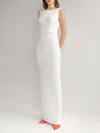 Sheath/Column Scoop Neck Stretch Crepe Floor-length Wedding Dress With Split Back #UKM00027863