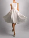 A-line Scoop Neck Satin Knee-length Wedding Dress #UKM00027885