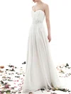 A-line Sweetheart Chiffon Sweep Train Wedding Dress #UKM00027886