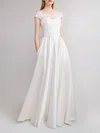 Ball Gown/Princess Off-the-shoulder Satin Floor-length Wedding Dress #UKM00027891