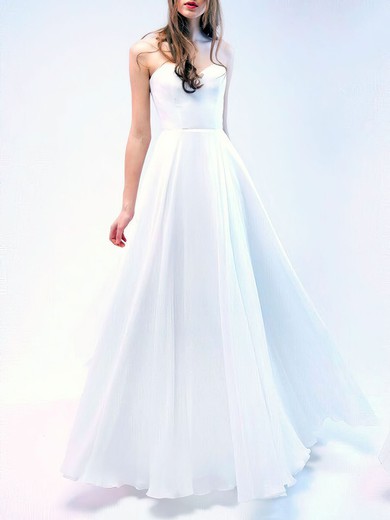 A-line Sweetheart Chiffon Floor-length Wedding Dress #UKM00027902