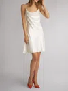 Sheath/Column Cowl Neck Satin Short/Mini Wedding Dress #UKM00027905