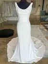 Trumpet/Mermaid Cowl Neck Chiffon Watteau Train Wedding Dress #UKM00027914