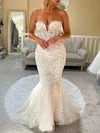 Trumpet/Mermaid Sweetheart Lace Court Train Wedding Dress With Appliques Lace #UKM00027919