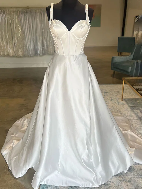 Ball Gown/Princess Sweetheart Satin Chapel Train Wedding Dress #UKM00027920
