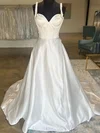 Ball Gown/Princess Sweetheart Satin Chapel Train Wedding Dress #UKM00027920