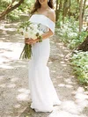 Sheath/Column Off-the-shoulder Stretch Crepe Sweep Train Wedding Dress #UKM00027931