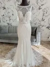 Trumpet/Mermaid Illusion Lace Sweep Train Wedding Dress #UKM00027960