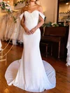 Trumpet/Mermaid Off-the-shoulder Chiffon Court Train Wedding Dress With Ruched #UKM00027985