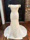 Trumpet/Mermaid Off-the-shoulder Satin Court Train Wedding Dress With Ruched #UKM00027986