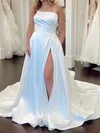 Ball Gown/Princess Straight Satin Court Train Wedding Dress #UKM00027987