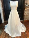 Ball Gown/Princess Scoop Neck Satin Court Train Wedding Dress With Bow #UKM00028004