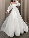 Ball Gown/Princess Off-the-shoulder Organza Floor-length Wedding Dress With Ruched #UKM00028010