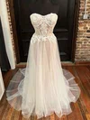 Ball Gown/Princess Sweetheart Tulle Court Train Wedding Dress With Appliques Lace #UKM00028028