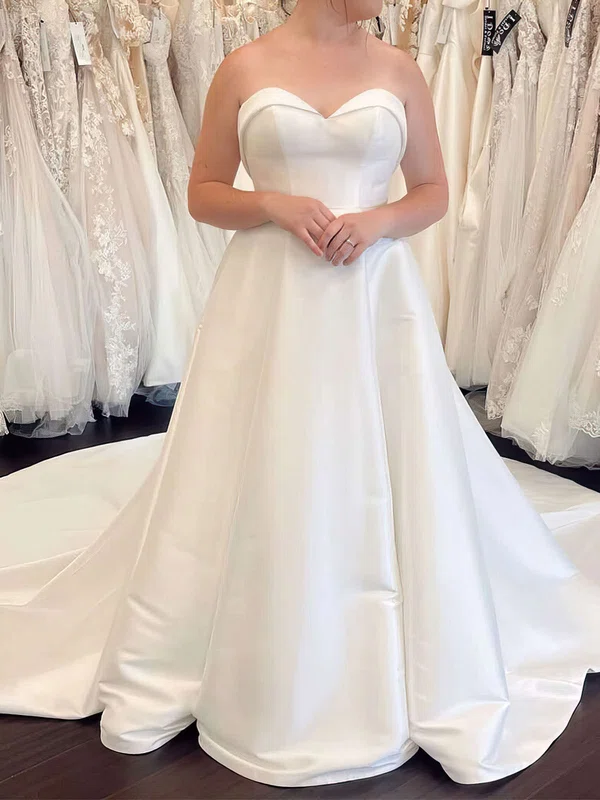 Ball Gown/Princess Sweetheart Satin Court Train Wedding Dress #UKM00028041