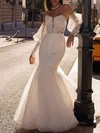 Trumpet/Mermaid Off-the-shoulder Tulle Court Train Wedding Dress With Appliques Lace #UKM00027089