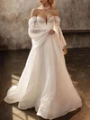 Ball Gown/Princess Off-the-shoulder Chiffon Sweep Train Wedding Dress With Appliques Lace #UKM00027100