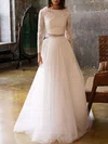 Ball Gown/Princess Scoop Neck Glitter Tulle Court Train Wedding Dress With Appliques Lace #UKM00027125