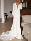 Trumpet/Mermaid V-neck Stretch Crepe Sweep Train Wedding Dress #UKM00027143