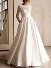 Ball Gown/Princess Scoop Neck Satin Court Train Wedding Dress With Beading #UKM00027146