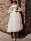 Ball Gown/Princess Straight Tulle Ankle-length Wedding Dress With Appliques Lace #UKM00027159