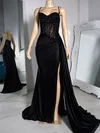 Sheath/Column Sweetheart Satin Corset Prom Dresses With Appliques #UKM020122210
