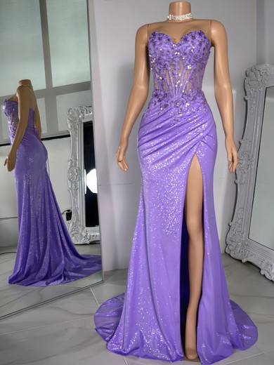 Sheath/Column Sweetheart Glitter Corset Prom Dresses With Appliques #UKM020122217
