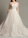 Ball Gown/Princess Illusion Tulle Court Train Wedding Dress With Beading #UKM00028122