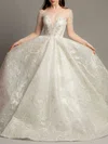 Ball Gown/Princess Illusion Organza Court Train Wedding Dress With Beading #UKM00028125