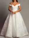 Ball Gown/Princess Off-the-shoulder Organza Sweep Train Wedding Dress With Appliques Lace #UKM00028136