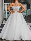 Ball Gown/Princess Straight Glitter Chapel Train Wedding Dress With Beading #UKM00028148