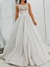 Ball Gown/Princess Illusion Glitter Court Train Wedding Dress With Lace #UKM00028159