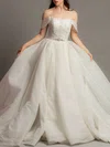 Ball Gown/Princess Off-the-shoulder Glitter Chapel Train Wedding Dress With Sequins #UKM00028168