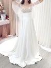 A-line Illusion Stretch Crepe Court Train Wedding Dress With Lace #UKM00028180
