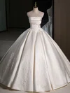 Ball Gown/Princess Straight Satin Floor-length Wedding Dress With Lace #UKM00028185
