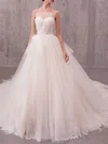 Ball Gown/Princess Sweetheart Tulle Lace Chapel Train Wedding Dress With Lace #UKM00028205