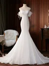 Trumpet/Mermaid Off-the-shoulder Glitter Court Train Wedding Dress #UKM00028207