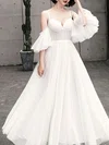 Ball Gown/Princess V-neck Tulle Ankle-length Wedding Dress #UKM00028220
