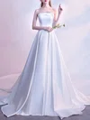 Ball Gown/Princess Straight Satin Chapel Train Wedding Dress #UKM00028224