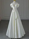 Ball Gown/Princess V-neck Satin Floor-length Wedding Dress With Ruched #UKM00028227