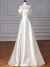 Ball Gown/Princess Off-the-shoulder Satin Sweep Train Wedding Dress With Ruched #UKM00028231