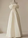 Ball Gown/Princess Straight Satin Floor-length Wedding Dress With Ruched #UKM00028233