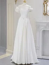 Ball Gown/Princess Off-the-shoulder Satin Sweep Train Wedding Dress With Ruched #UKM00028237