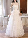 Ball Gown/Princess Square Neckline Tulle Floor-length Wedding Dress With Flower(s) #UKM00028238