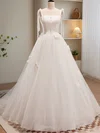 Ball Gown/Princess Square Neckline Tulle Sweep Train Wedding Dress With Bow #UKM00028245
