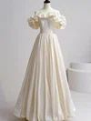 Ball Gown/Princess Off-the-shoulder Taffeta Floor-length Wedding Dress With Ruched #UKM00028246