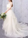 Ball Gown/Princess V-neck Tulle Court Train Wedding Dress #UKM00028274